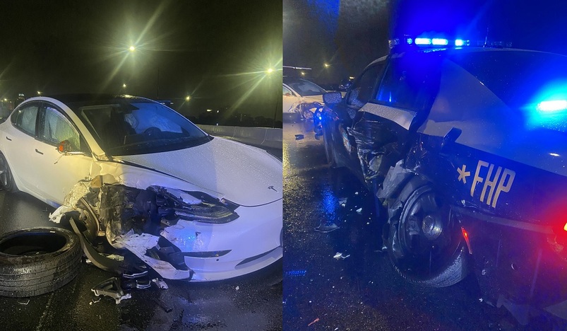 Another Tesla On Auto Pilot Mode Crashes Into Police Car